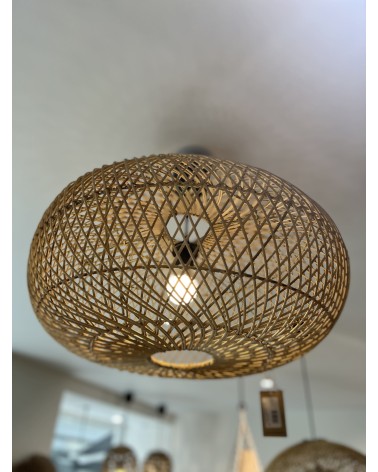 Lustre suspension rotin rond