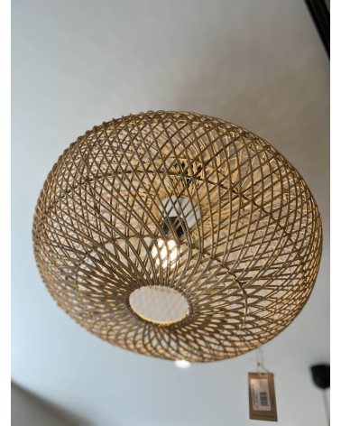 Lustre suspension rotin rond