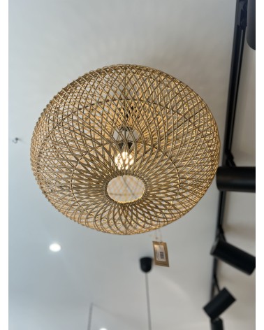 Lustre suspension rotin rond